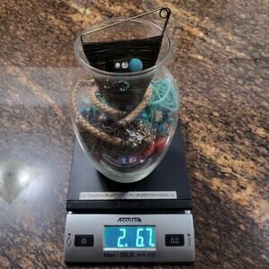 MIXED LOT Jewelry Jar Various Sizes Mystery Jar Mixed Metals Materials Condition